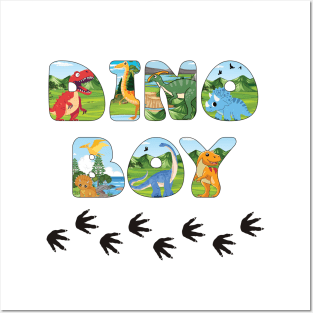 DINO BOY - cute dinosaur shaped letters Posters and Art